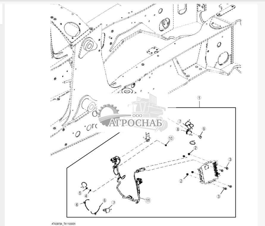 Комплект жгута проводов и креплений модульного телематического шлюза (MTG) JDLink™ 